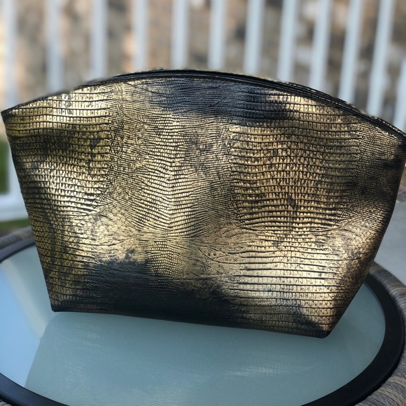 Vintage 90s Metallic Croc Style Clutch Bag Purse - Picture 4 of 6